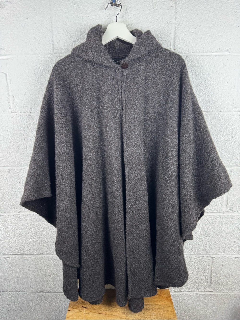 John Branigan Katie Cape Heather Oak Wool Hooded Poncho Ireland NWT
